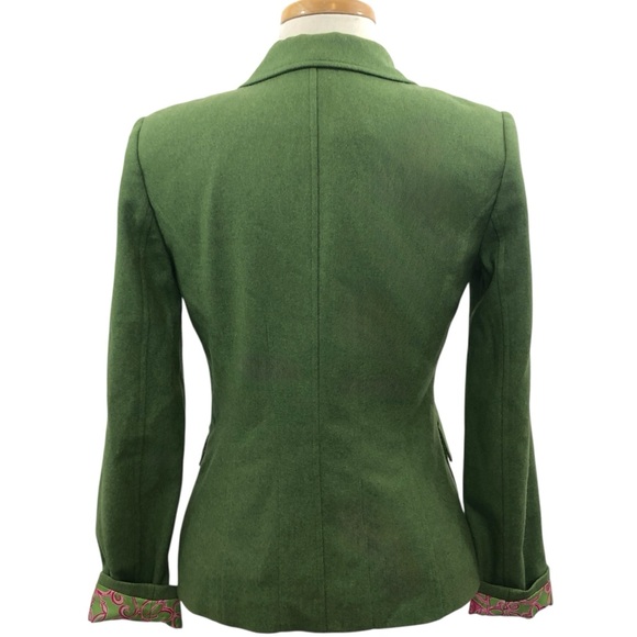 Vintage Lilly Pulitzer Wool Blend Blazer Jacket Green Size 4 - Picture 4 of 13